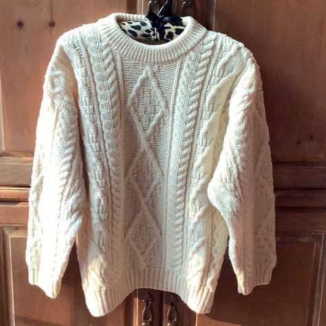 British Wool Sweaters | Brand New/Ireland! Irish Fisherman’s Knit Sweater. Small. Wool | Color: Cream | Size: S Chunky Cable Knit Sweater Pattern, Irish Sweaters, Irish Knit Sweaters, Irish Wool Sweaters, Irish Fisherman, Irish Sweater, Perfect Cardigan, Tie Dye Sweater, Patterned Cardigans