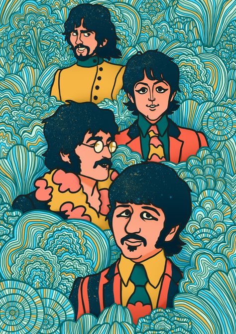 Yellow Submarine, 50th Anniversary, Submarine, The Beatles, Yellow, Blue, Art