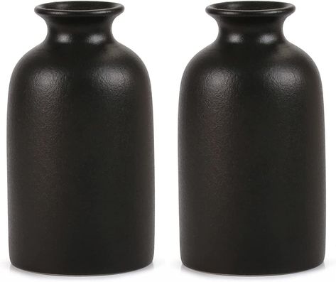 Ceramic Black Vase, Dry Flower Vases Minimalism Style for Modern Table Shelf Fit Fireplace Bedroom Kitchen Living Room Home Decor (Black, Large, 2 Pack) Black White Bedroom, Fireplace Bedroom, Black White Bedrooms, Large Vases, Minimalism Style, Home Decor Black, Black Vase, Table Shelf, Table Shelves