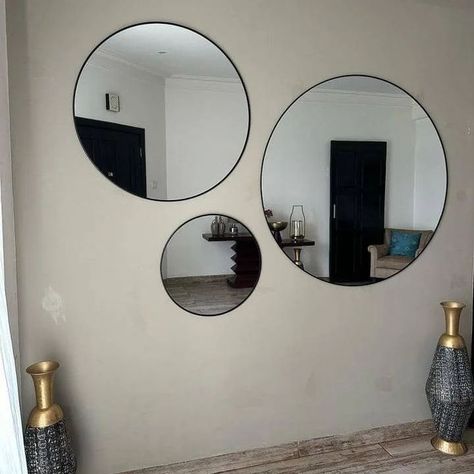 Circular / Round Mirrors. Perfect for your living space, bathroom, bedroom and business places. Order now with @mirror_now1 Room Decor Curtains, Space Bathroom, Business Place, Living Room Decor Colors, Decor Curtains, Living Room Decor Curtains, Mirror Design Wall, Circular Mirror, Curtains Living