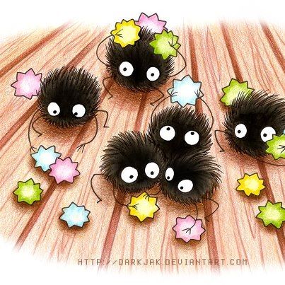 kawaii makkuro kurosuke and konpeito Soot Sprites, Studio Ghibli Movies, Ghibli Art, Ghibli Movies, My Neighbor Totoro, Hayao Miyazaki, Cute Little Things, Animation Studio, Miyazaki