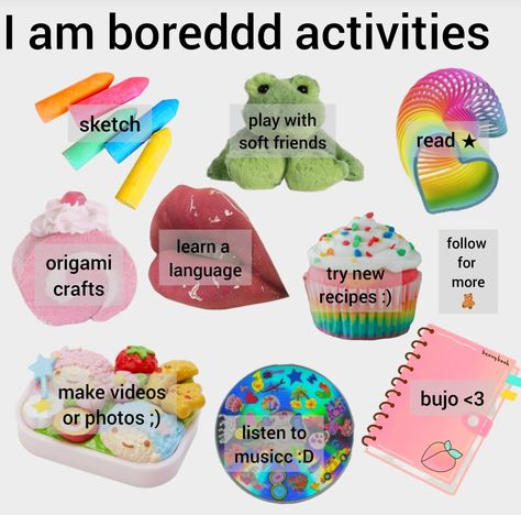 Guys, I know you get bored sometimes, but I get 10x more 😂😁 So here I have for you some activities when u are bored. If you want I have some channels to watch when bored (in the comment section) 🍫 I hope I helped u <3 ❤️❤️❤️ Bored Activities, I Am Bored, Am Bored, I M Bored, I'm Bored, Im Bored, Montessori, Crafts To Make, Random Stuff