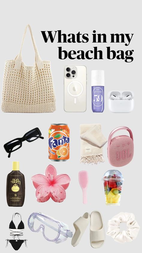 My beach bag #beach #sea #summer What’s In My Beach Bag, Preppy Beach Bag, Summer Bag Essentials, School Backpack Essentials, Beach Bag Essentials, Summer Packing, Backpack Essentials, Coastal Summer, Preppy Beach