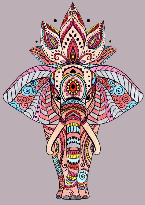 Arte Yoga, Coloring Mandalas, Elephant Mandala, Mandala Ideas, Mandala Elephant, Mandalas Painting, Mandalas Drawing, Elephant Tattoos, Elephant Art