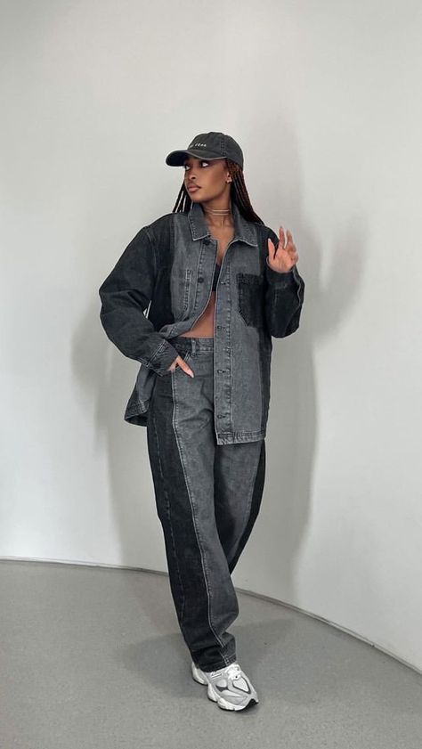 Baddie Outfits Casual Street Style Swag Winter, High Fashion Streetwear Women, Oversized Jean Jacket Outfits, Street Style Outfits Casual, Modest Casual Outfits, Looks Jeans, Mode Kimono, Streetwear Chic, Cute Modest Outfits