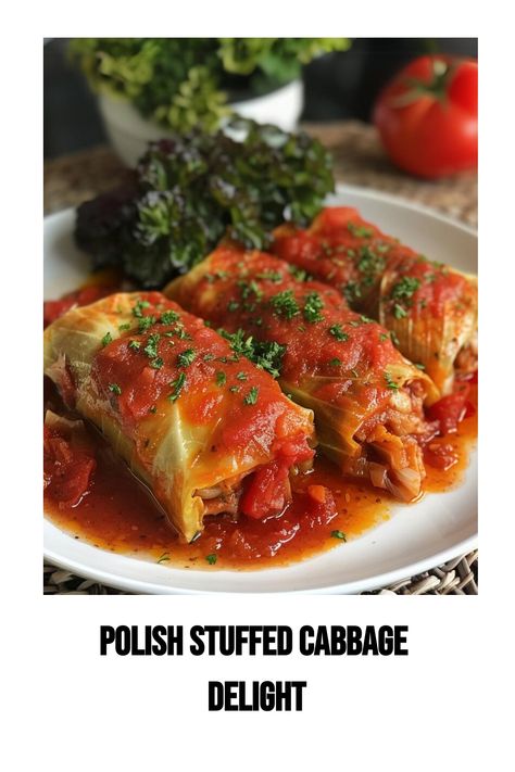 This recipe for Polish gołąbki, tastes just like from my babcia’s house! Indulge into these delicious meat stuffed cabbage rolls with tomato sauce! Cabbage Sausage Recipes, Polish Stuffed Cabbage Rolls, Pumpkin Cheesecake Bread, Cabbage Rolls Polish, Cabbage Cooked, Polish Cabbage, Polish Stuffed Cabbage, Best Cabbage Recipe, Cheesecake Bread