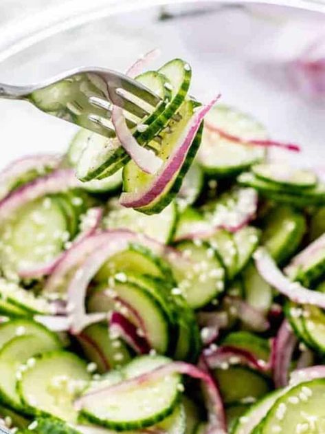 Easy Asian Cucumber Salad, Cucumber Appetizers, Cucumber Noodles, Zucchini Frittata, Vinegar Cucumbers, Chicken Tostadas, Asian Cucumber Salad, Avocado Chocolate Pudding, Types Of Salad