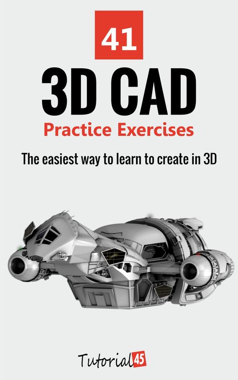 41 3D CAD Practice Exercises eBook - Tutorial45 Mechanical Engineering Design Projects, Mechanical Design Projects, Solidworks Projects, 3d Cad Exercises, Mechanical Engineering Projects, Autocad 2016, Mechatronics Engineering, Mechanic Engineering, Autocad Tutorial