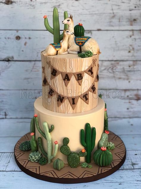 Fondant Cactus, Llama Cake, Succulent Cake, Cactus Cake, Fiesta Cake, Baby Shower Cake, Savoury Cake, Rice Cakes, Shower Cake