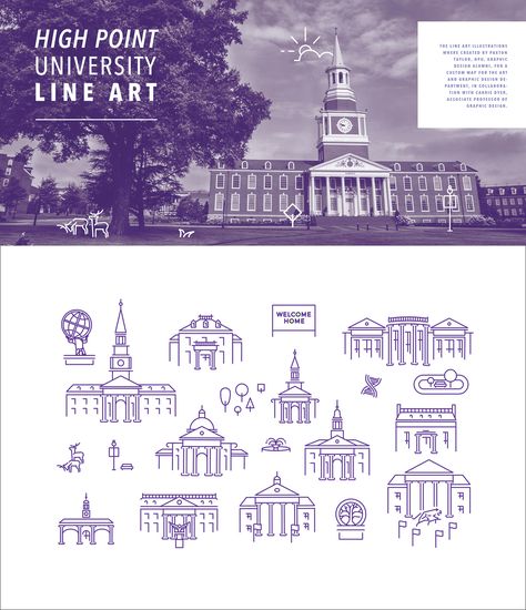 Campus Illustration, High Point University, Line Illustrations, Campus Map, Cats Musical, Building Illustration, University Campus, Illustrated Map, Line Illustration