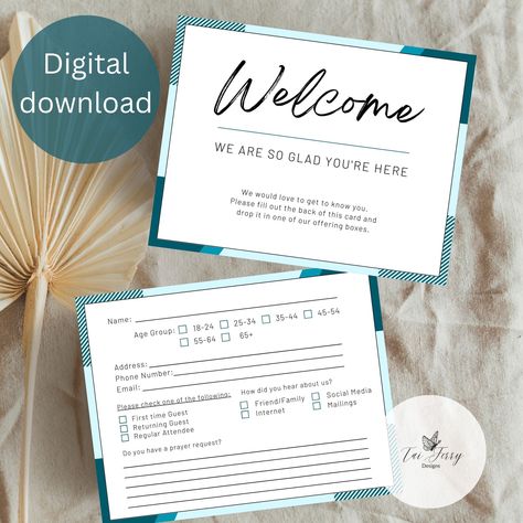 Church Visitor Gifts Welcome Packet, Church Invite Cards, Church Visitor Gifts, Church Announcements, Church Brochures, Church Welcome Center, Welcome Cards, Offering Box, Church Outreach