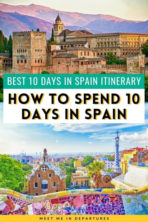 The ultimate 10-day journey through Spain, from bustling Barcelona to historic Seville and beyond. Discover vibrant cities, tasty cuisine, and rich culture. Discover how to spend 10 days in Spain | Spain 10 day itinerary | Spain 10 days Spain itinerary | 10 day trip to Spain | Spain travel 10 days in Spain | ten days in Spain | Spain bucket list | what to see in Spain | things to do in Spain | Spain road trip | Spain travel guide #spain Spain Trip Itinerary, Two Weeks In Spain, 10 Days In Spain, Things To Do In Spain, Spain Bucket List, 10 Day Itinerary, Spain Road Trip, Spain Mallorca, Backpacking Spain