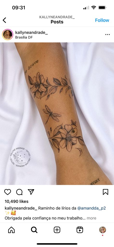 Tattoo Ideas For Women Unique Arm, Botanical Wrap Tattoo Stencil, Marigold Wrap Around Tattoo, Forearm Sleeve Women, Forearm Tattoo Women Flowers, Arm Wrap Tattoos For Women, Wrap Around Flower Tattoo Arm, Upper Arm Sleeve Tattoo Women, Wrap Around Arm Tattoo For Women