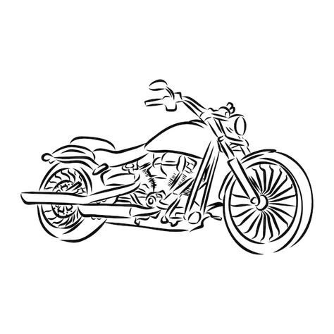 Drawing Motorbike, Motorcycle Vector, Outline Drawing, Outline Drawings, Premium Vector, Graphic Resources, Coloring Pages, Drawings, Black