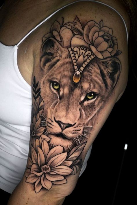 Lioness Tattoo For Women, Mandala Lion Tattoo, Female Lion Tattoo, Crown Tattoos For Women, Lioness Tattoo, Female Lion, Lion Head Tattoos, Queen Tattoo, Lion Tattoo Design