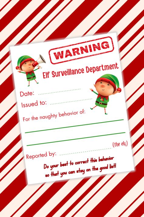 Elf Warning Letter Free Printable - The Frugal Free Gal Elf Warning Letter, Elf On The Shelf Hallway Ideas, Elf On The Shelf Warning Letter, Elf Warning Letter Free Printable, Santa Warning Letter Free Printable, Elf On The Shelf Signs, Elf On The Shelf Warning, Elf Warning, Letter Free Printable