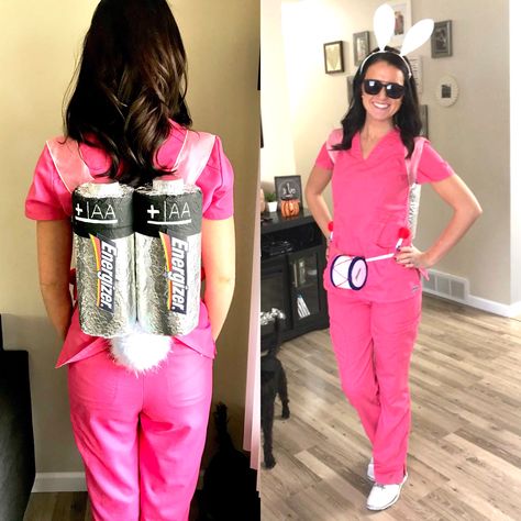 Scrub Costume Ideas, Halloween Costumes With Scrubs, Scrub Costume Ideas For Work, Nurse Halloween Costumes For Work, Costume Ideas For Work Women, Work Halloween Costumes Group Medical, Scrub Costume, Energizer Bunny Halloween Costume, Work Costume Ideas