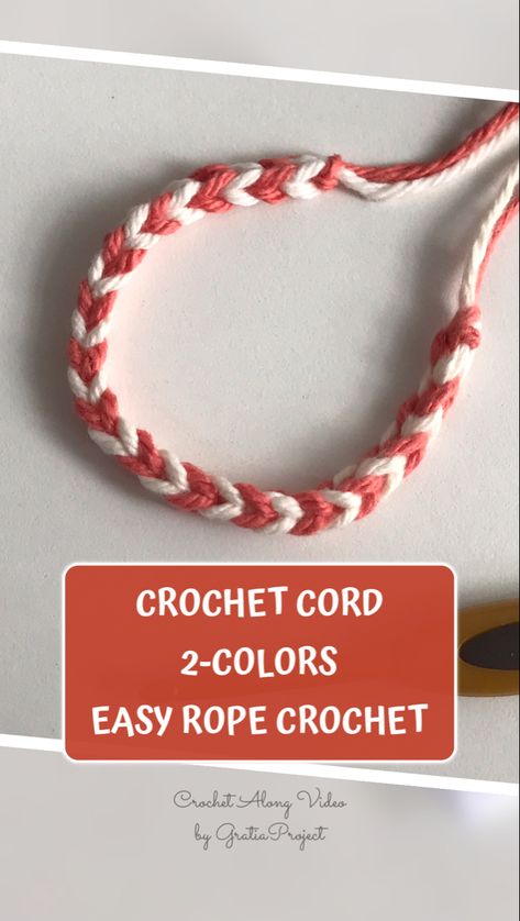 Crochet I Cord Projects, Crochet Two Color Cord, Crochet Rope Cords Free Pattern, Crochet Rope Pattern, Crochet Lanyard Pattern Free Easy, Crochet Rope Cords, Crochet Cords Free Pattern, I Cord Crochet, Cordon Crochet