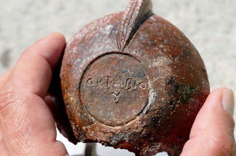 #Pottery cup inscribed with the #name of potter Octavius. #Inscription in #Greek. Late #Roman, found in a #shipwreck at #Fournoi. #archaeology Ancient Greek Technology, Ancient Olympia, Greek Antiquity, Ancient History Archaeology, Archaeology News, Christmas Village Display, Archaeological Discoveries, Greek Culture, Ancient Mysteries