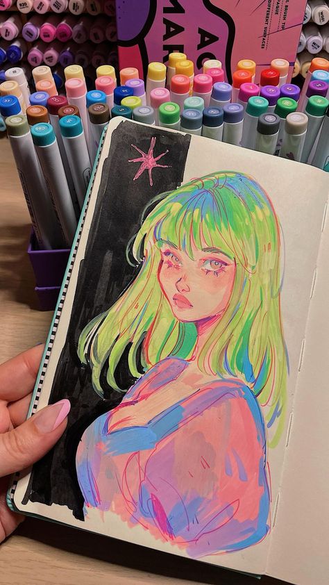 Art Markers Drawing, A Level Art Sketchbook, Indie Drawings, Grunge Art, Sketchbook Art Journal, Art Diary, Sketchbook Inspiration, Art Inspiration Painting, Anime Drawings Boy