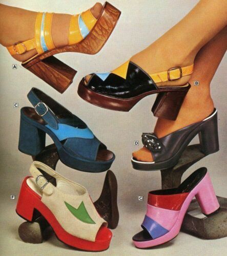 Moda Z Lat 70., 70s Platform Shoes, 70s Mode, 70s Shoes, Mode Shoes, 60s 70s Fashion, Fashion 70s, 60s And 70s Fashion, 70s Inspired Fashion