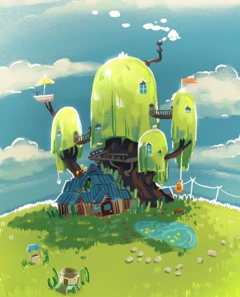 Adventure Time House, Land Of Ooo, Photography Inspiration Nature, Come Along With Me, Adventure Time Wallpaper, Jake The Dogs, Time Painting, Adventure Time Art, Good Cartoons