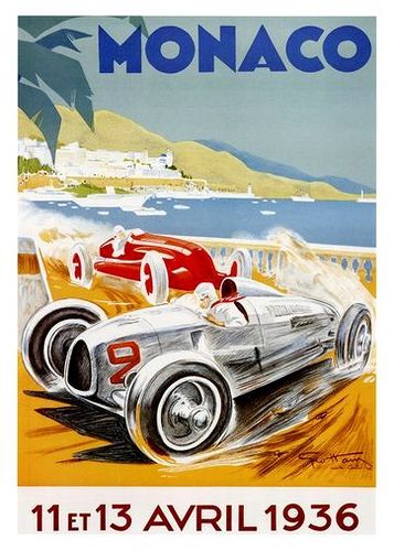 Grand Prix de Monaco 1936 Grand Prix Monaco, Auto Racing Posters, Racing Wallpaper, Monaco F1, Vintage Racing Poster, Grand Prix Posters, Monaco Gp, Grand Prix Racing, Montecarlo Monaco