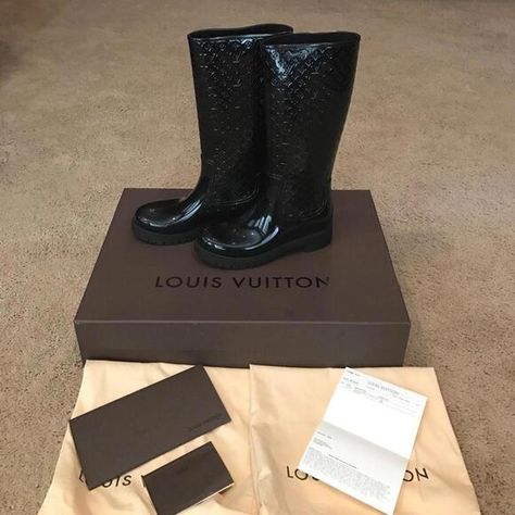 Authentic Louis Vuitton Rain Boots Louis Vuitton Rain Boots, Louis Vuitton Shoes, Rubber Material, Dust Cover, Boot Shop, Signature Logo, Authentic Louis Vuitton, Mint Condition, Rain Boots