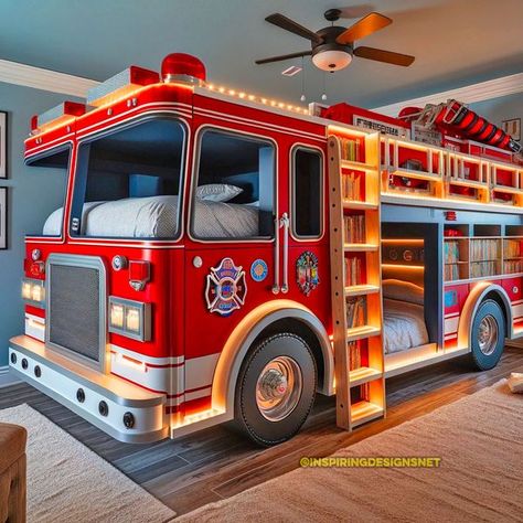 Harley Davidson Decor, Baby Play Areas, Lighting Mcqueen, Cupcake Decor, Unusual Furniture, Kids Beds, Play Areas, Fire Truck, Baby Play