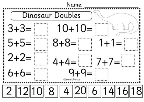 Doubles Worksheet, Math Doubles, Kindergarten Numbers, Worksheet For Kindergarten, Math Number Sense, Free Printable Activities, Dinosaur Activities, Read Alouds, Math Addition