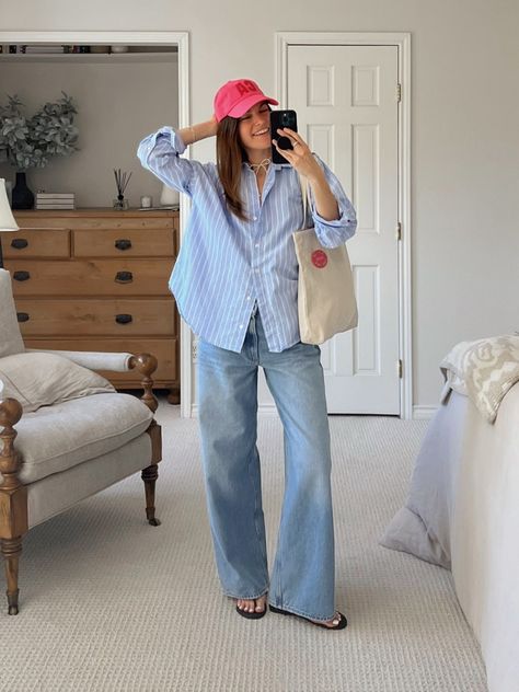 Pink Baseball Cap Outfit, Pink Cap Outfit, Casual Jacket Outfit, Oxford Shirt Outfit, Cap Outfit Summer, Pink Caps, Baseball Cap Outfit, All In My Head, Capsule Wardrobe Minimalist