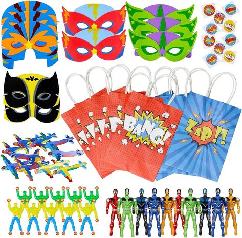 Masks Tattoo, Superhero Party Bags, Superhero Party Favors, Superhero Toys, Birthday Giveaways, Bags Making, Dress Up Boxes, Game Prizes, Classroom Rewards