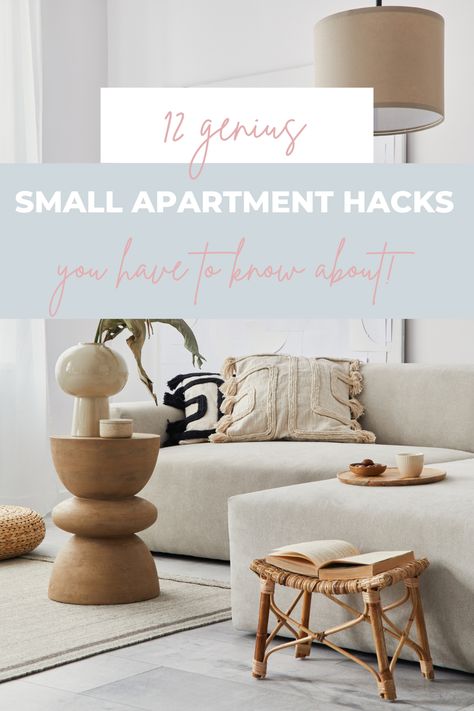 12 genius small apartment hacks you have to know about! Small Apartment Tips, Small Apartment Essentials, Apartment Rug, Small Apartment Hacks, Under Cabinet Organization, Small Apartment Decorating Living Room, Apartment Rugs, Small Apartment Furniture, Apartment Tips