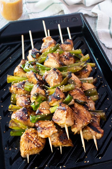 Asian Chicken and Scallion Skewers Cucumber Ranch Dressing, Cucumber Ranch, Leftover Noodles, Roasted Baby Potatoes, Shish Kabobs, Sesame Ginger, Skewers Grill, Potato Bites, Veggie Noodles