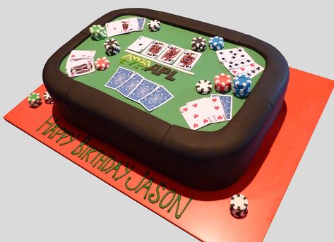 Poker Table Cake | Julie | Flickr Jordan Birthday, Poker Cake, Frat Coolers, London Cake, Poker Party, Groom Cake, Poker Card, Gambling Cake, 21st Birthday Cake