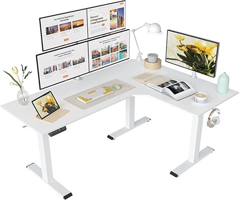 White L Shaped Desk, White Corner Desk, Corner Standing Desk, Quiet Office, Sit Stand Workstation, Home Office Table, Desk Size, Electric Standing Desk, Stand Up Desk