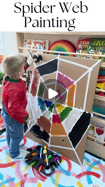 Anthea | EST. 2022 on Instagram: "•SPIDER WEB PAINTING• 🕷️ 🕸️ 🎨 🕷️ 🕸️ 🎨 🕷️ 🕸️ 🎨 Let’s make a Spiderweb board to paint! It will keep your little ones occupied for ages!!! Trust me, it’s super easy and quick to set up! WHAT YOU NEED 🕸️ cardboard 🕸️ masking tape 🕸️ paint 🕸️ paintbrushes HOW TO MAKE 🕸️ flatten down a recycled cardboard box 🕸️ use masking tape and create spiderweb, first make a plus (➕) on the cardboard, then make a cross (✖️) corner to corner 🕸️ then, connect each line to the next with small strips of tape What do you think? • • • • #paint #painting #paintingideas #toddlersart #toddlerart #toddlerartandcrafts #toddlerpainting #messyplay #colourpainting #recycleplay #spiderwebpainting #spiderpainting" Spider Web Painting, Web Painting, Toddler Painting, Tape Painting, Corner To Corner, Recycled Cardboard, Messy Play, Toddler Art, Paint Painting