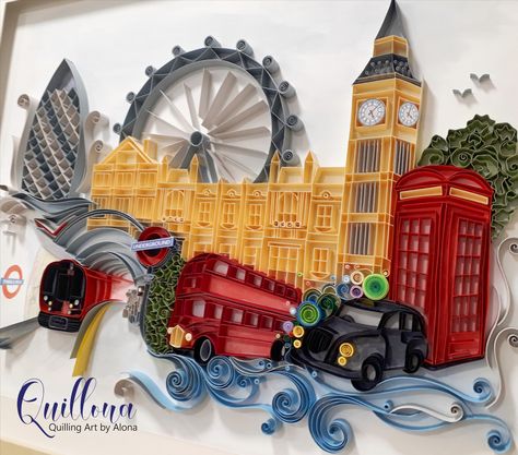 Quilling Landscape, Disney Quilling, Quilling Diy, London Landscape, Quilling Birthday Cards, Paper Lotus, Quilled Cards, Crepe Paper Roses, Arte Quilling