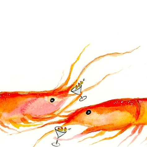 Corrine (McBreen) Crone on Instagram: "Cocktail Shrimps 🍸🦐  Watercolor & ink illustration on cold press paper   #shrimpart #shrimp #watercolor #illustration #art #painting" Shrimp Watercolor, Shrimp Illustrations, Alcohol Illustration, Illustration Art Painting, Ink Illustration, Illustration Style, Ink Illustrations, Watercolor Ink, Watercolor And Ink