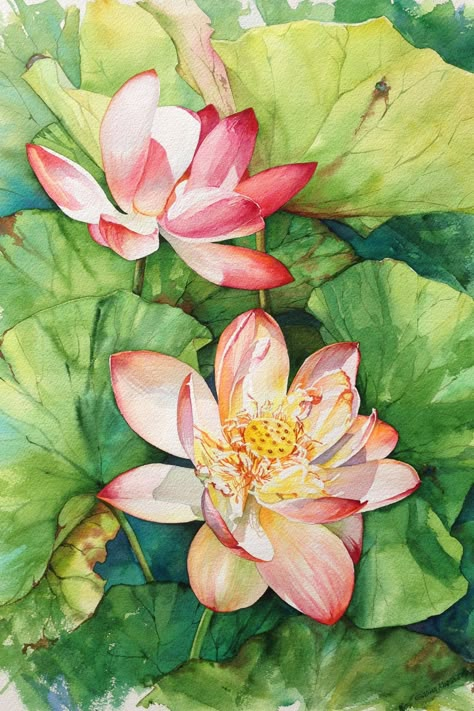 Painting Ideas 2023, Bild Gold, Alcohol Ink Tiles, Easy Acrylic Painting Ideas, Watercolor Lotus, Lotus Flower Art, Lotus Painting, Acrylic Painting Ideas, Easy Acrylic Painting