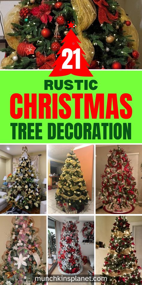 Rustic Christmas Tree Decorations Elegant Small Christmas Trees, Rustic Christmas Tree Decorations Ideas, Christmas Tree Rustic Theme, How To Decorate A Rustic Christmas Tree, Themed Christmas Tree Ideas Rustic, Inexpensive Christmas Tree Decorations, Decorated Trees Christmas, Rustic Christmas Trees Ideas, Rustic Christmas Tree Ideas 2023 Trends