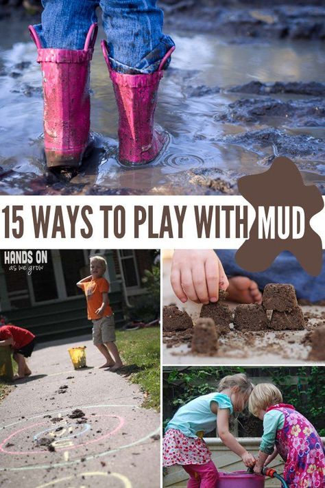 Sensory Play Ideas: 15 Ways to Play With Mud Mud Play Ideas, Mud Activities, Cooking Verbs, Mud Play, Outside Activities For Kids, Kids Play Spaces, Forest School Activities, Outdoor Play Spaces, Outdoor Fun For Kids