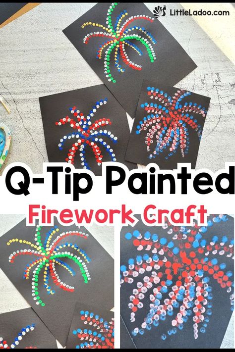 Firework Crafts For Kids, Firework Crafts, Firework Craft, Firework Art, Fireworks Craft For Kids, Fourth Of July Crafts For Kids, Fireworks Craft, Babysitting Crafts, Q Tip Painting