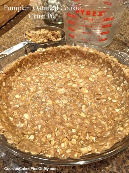 Pumpkin Pie With Cookie Crust, Cookie Crust Pie, Oatmeal Pie Crust, Brown Sugar Oatmeal Cookies, Oatmeal Cookie Crust, Cookie Dough Crust, Oatmeal Crust, Oatmeal Pie, Almond Pie