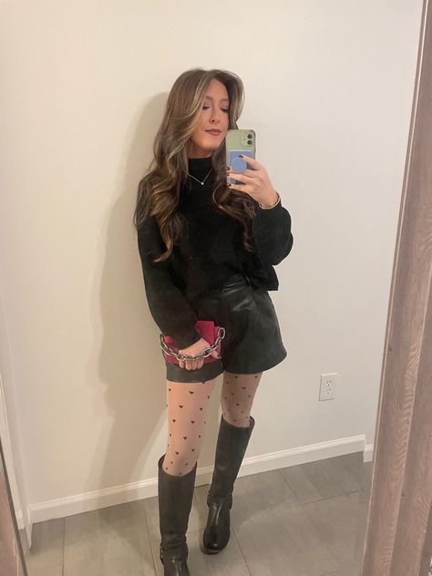 These heart tights is the perfect way to spice up an outfit for Valentine’s day! Follow my shop @egmayyyyyyyyyyy on the @shop.LTK app to shop this post and get my exclusive app-only content! #liketkit #LTKunder50 #LTKFind #LTKfit @shop.ltk https://liketk.it/3ZV9P Heart Tights Outfit, Night Ootd, Heart Tights, Trendy Products, Tights Outfit, Mock Neck Sweater, Spice Up, Holiday Outfits, Spice Things Up