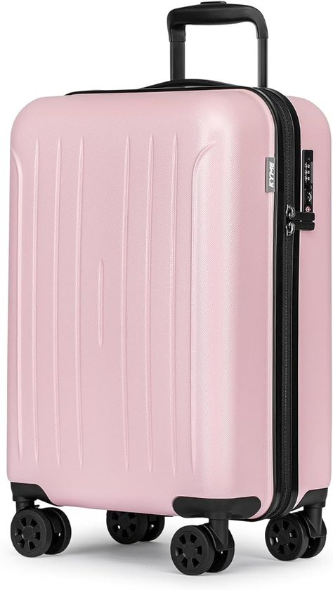 KYME Pink Carry On Luggage 22x14x9 Airline Approved, 20 Inch Suitcases With Wheels, Rolling hard case With TSA Lock, Double Spinner Wheels Carry-on (Pink, 20inch Carry-on) Cute Suitcases, Carry On Luggage, Suitcases, Hard Case, Carry On, Pink, Quick Saves