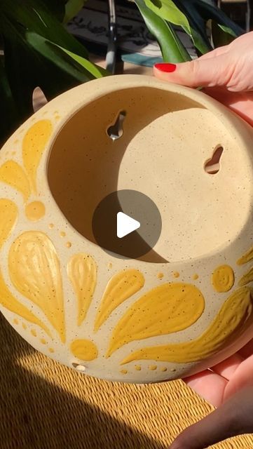 3.4K views · 623 reactions | a process video!! making a hanging wall planter🌱  i made a bunch of these because i'm so ready for spring. stay tuned for the final pieces coming soon, glazed and fired! | ✧ ceramics by pauline ✧ | Canned Heat · Going Up The Country Ceramic Hanging Planter Handmade, Clay Hanging Planter, Hanging Pottery Planters, Planter Pottery Ideas, Spring Ceramics Ideas, Clay Wall Hanging Ideas, Ceramic Planters Ideas, Ceramic Hanging Planter, Ceramic Hand Building Ideas