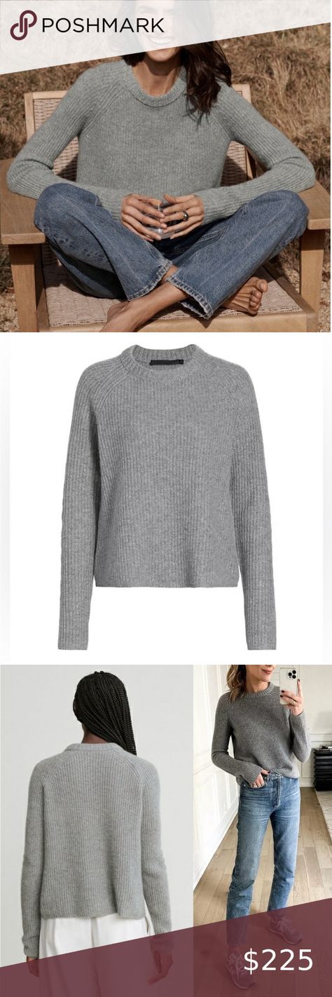 JENNI KAYNE Cashmere Fisherman Sweater Crew Heather Grey Medium Jenni Kayne, Fisherman Sweater, Quiet Luxury, Textured Knit, Cashmere Sweaters, Colorful Sweaters, Crew Neck Sweater, Heather Grey, Cashmere