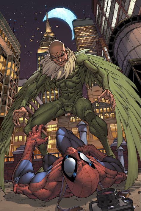 The Vulture in Marvel Age: Spider-Man #1 | Art by Mark Brooks & Danimation Vulture Spiderman, Vulture Marvel, Poster Marvel, Art Spiderman, Image Spiderman, Marvel Posters, Spiderman Comic, Ms Marvel, Man Vs