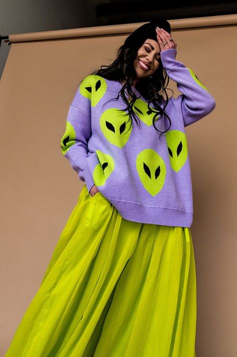 STOLEN SWEATER COLLECTION – Dressed in Lala Dressed In Lala, Lavender Background, Nylon Dress, Lavender Dresses, Mode Casual, Trendy Fall Outfits, Sweater Collection, Style Spring, Vibrant Green